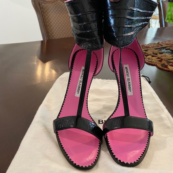 Authentic Manolo Blahnik black high heal sandals - Picture 4 of 16